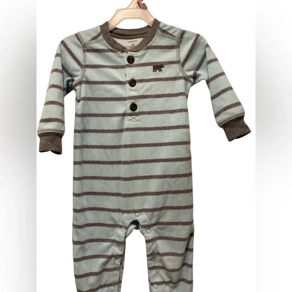 Carter’s Striped Blue and Gray Kids One Piece size 12 months